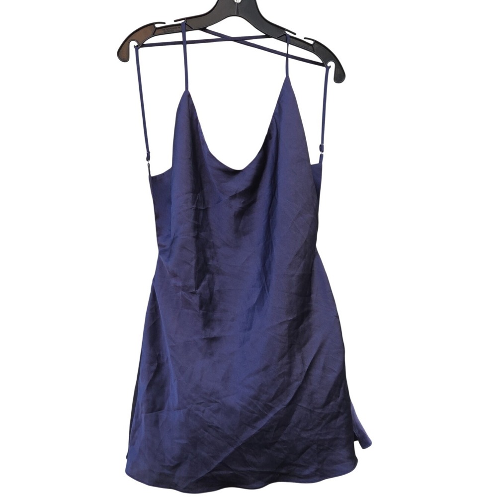 Vintage Y2k Victoria‎ Secret Navy Slip Dress Slit Baddie Whimsy Satin Romantic M